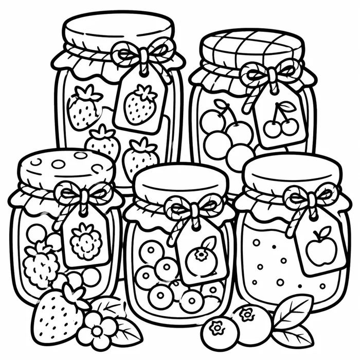 Jam jars coloring page